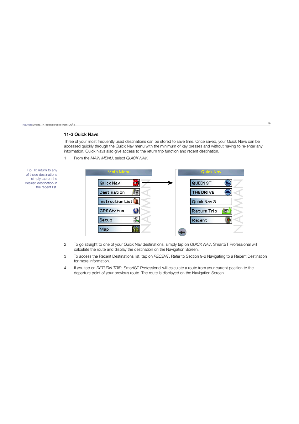 3 quick navs | Navman SmartST Professional User Manual | Page 46 / 60