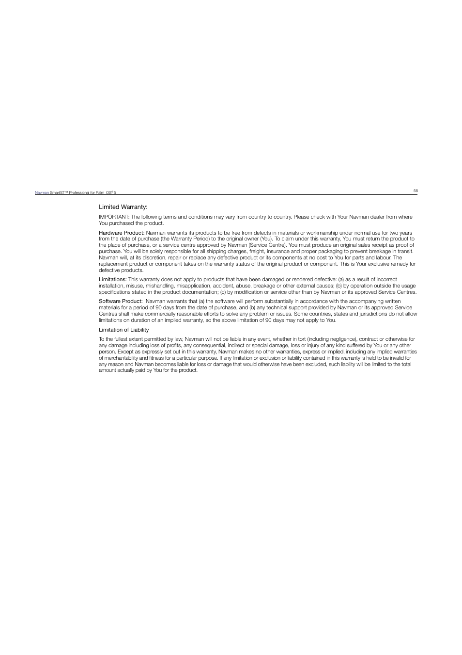 Navman SmartST Professional User Manual | Page 58 / 60