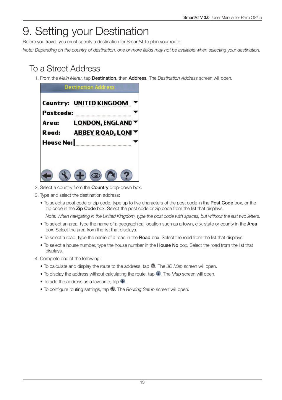 Setting your destination | Navman Smart V3 User Manual | Page 13 / 53
