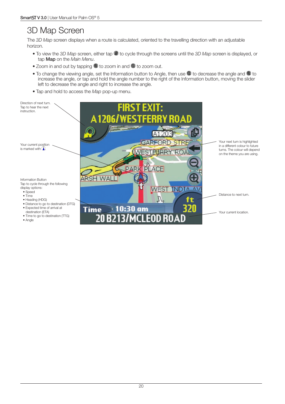 3d map screen | Navman Smart V3 User Manual | Page 20 / 53