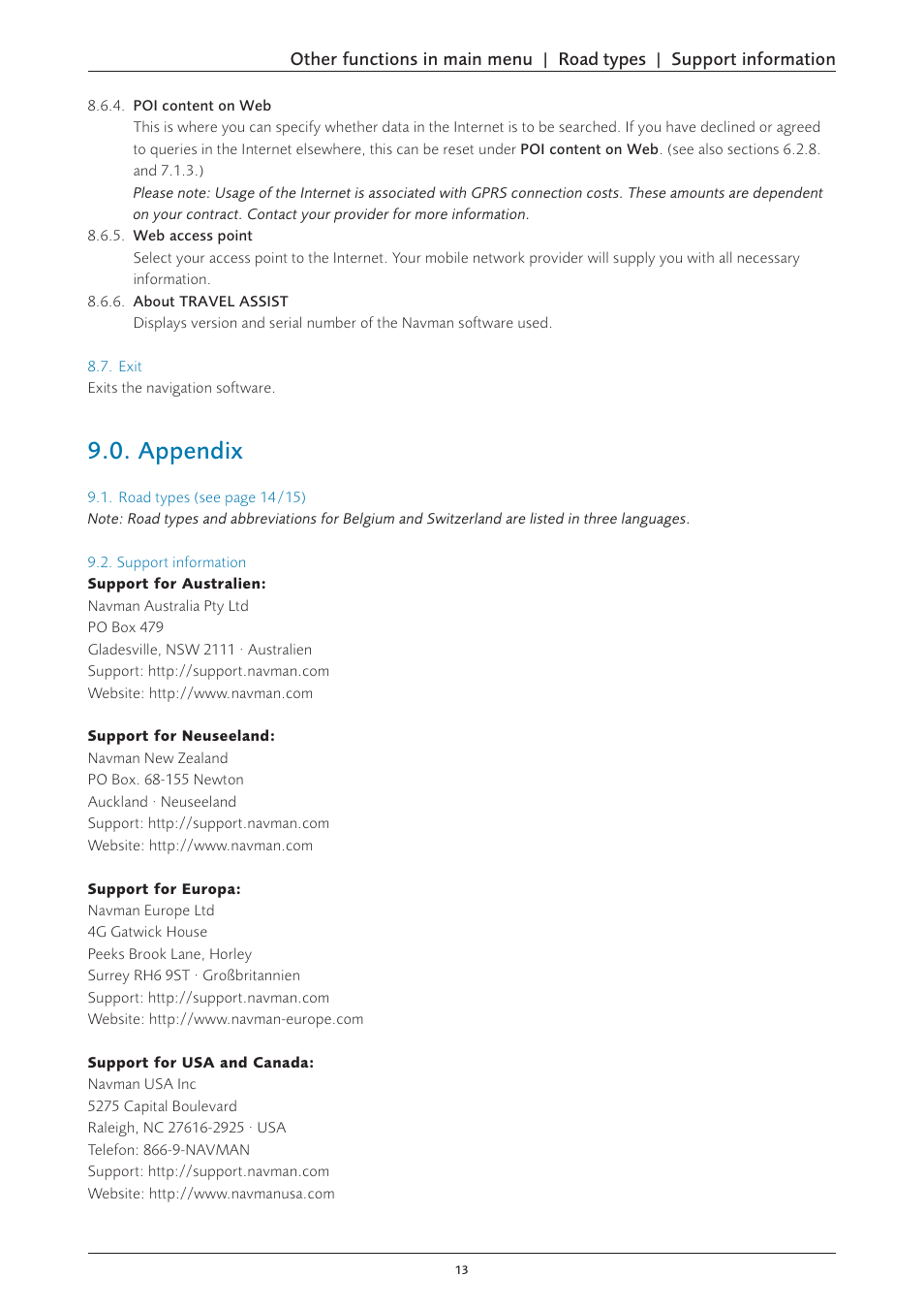Appendix | Navman S60 User Manual | Page 13 / 15