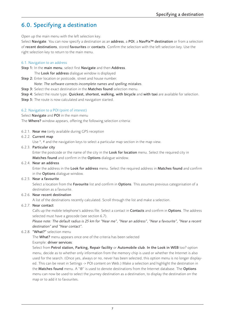 Specifying a destination | Navman S60 User Manual | Page 7 / 15