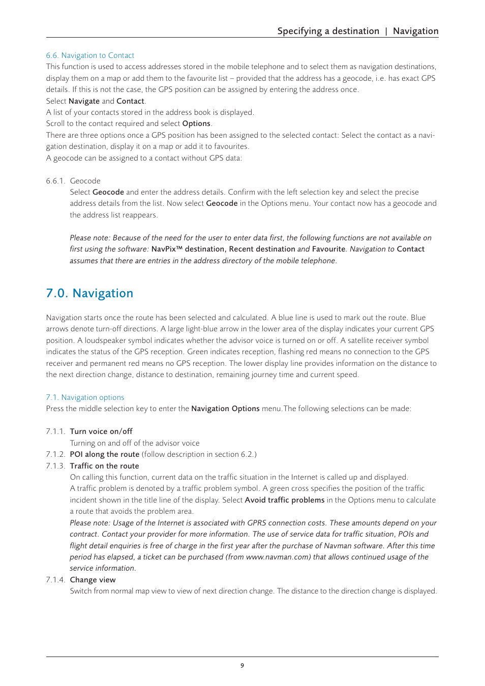 Navigation | Navman S60 User Manual | Page 9 / 15