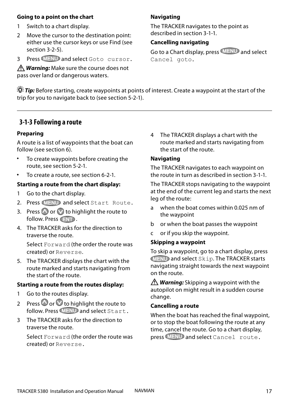 1-3 following a route | Navman 5380 User Manual | Page 17 / 64