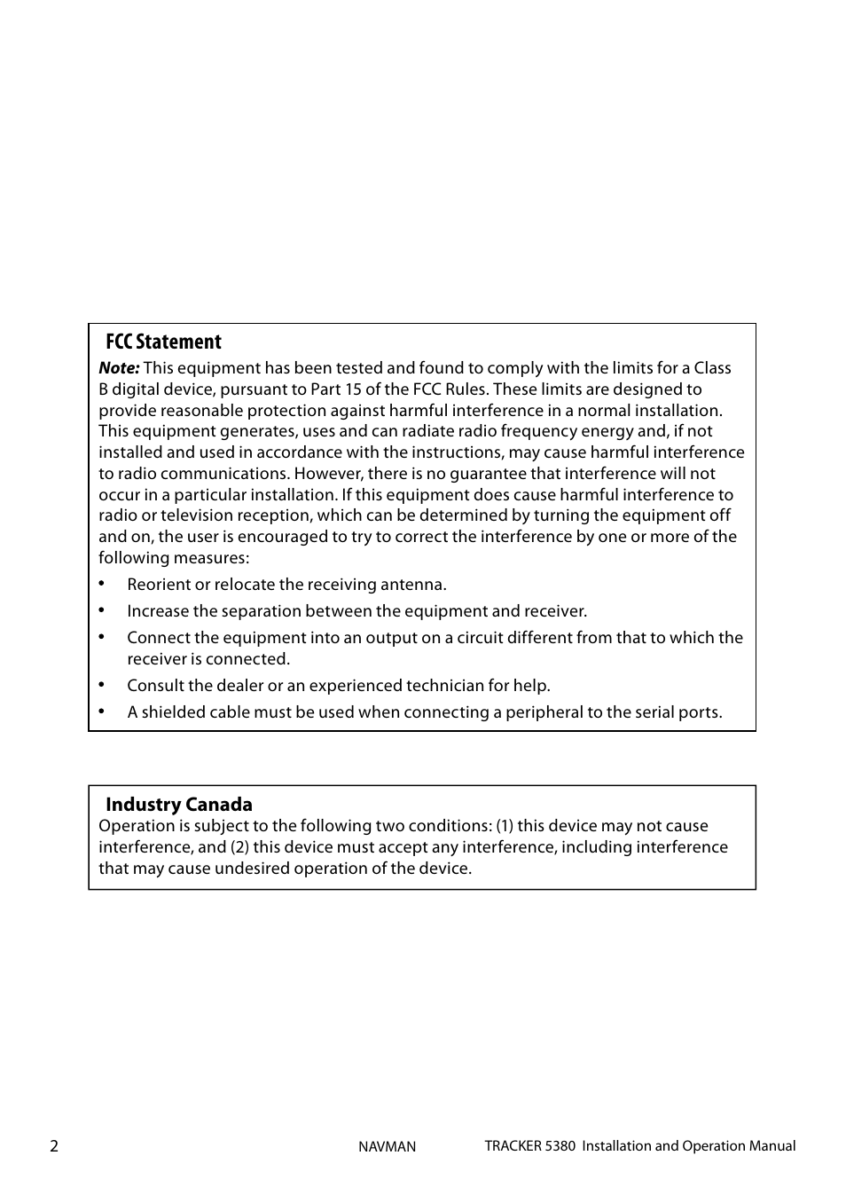 Fcc statement | Navman 5380 User Manual | Page 2 / 64