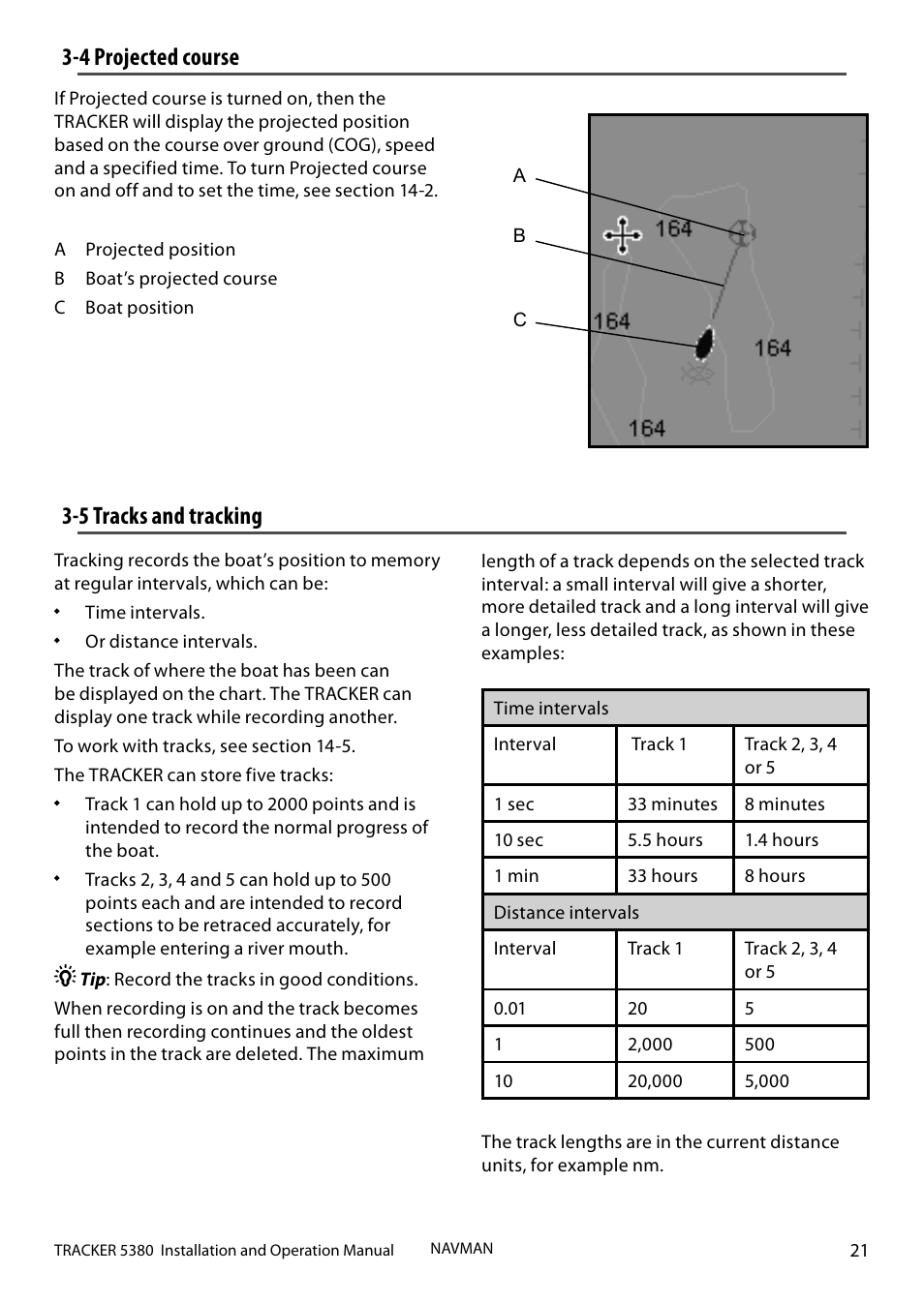 5 tracks and tracking, 4 projected course | Navman 5380 User Manual | Page 21 / 64