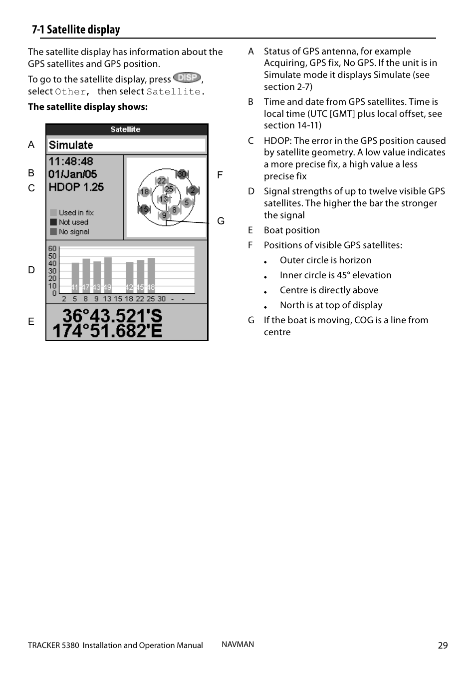 1 satellite display | Navman 5380 User Manual | Page 29 / 64