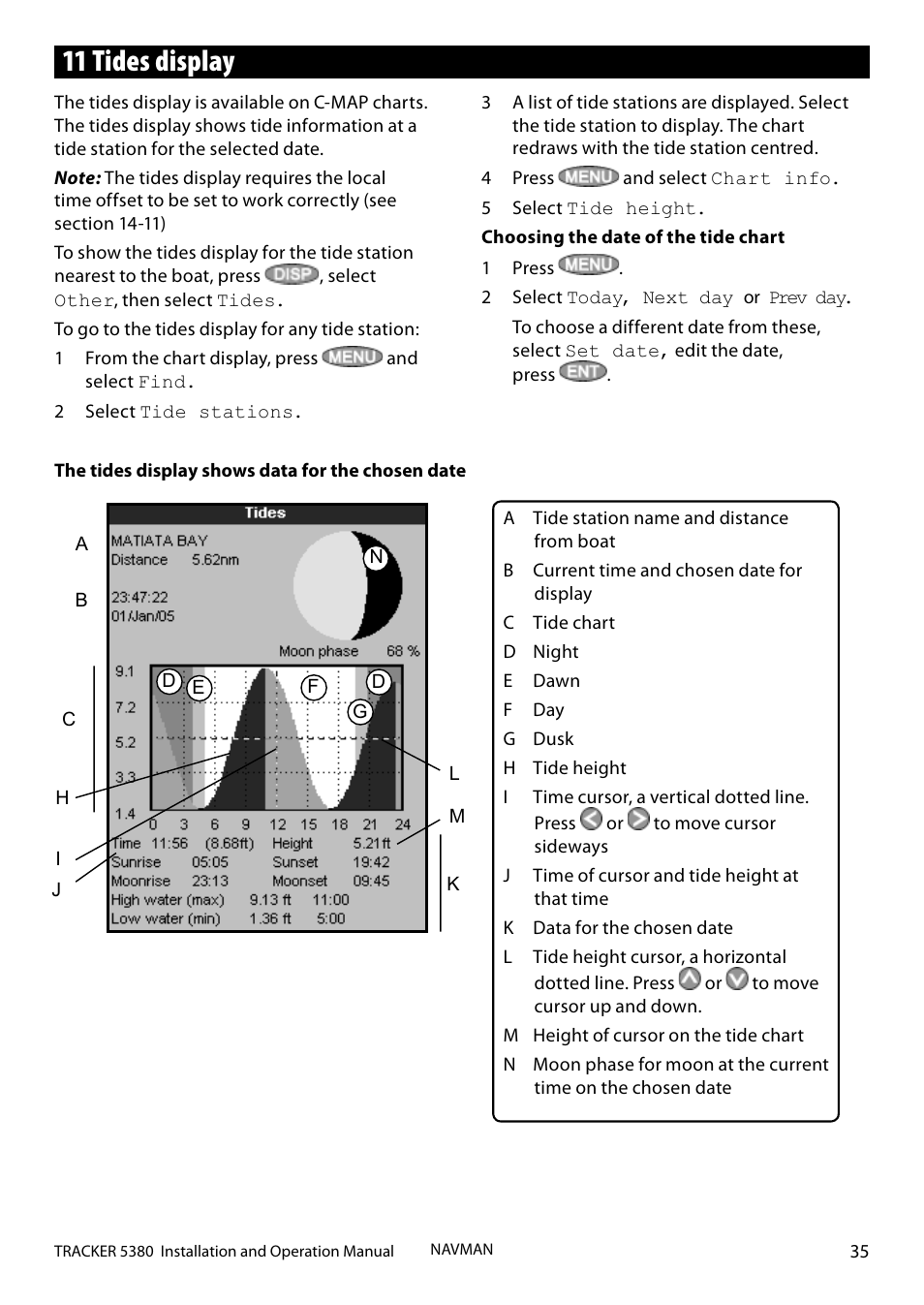 11 tides display | Navman 5380 User Manual | Page 35 / 64