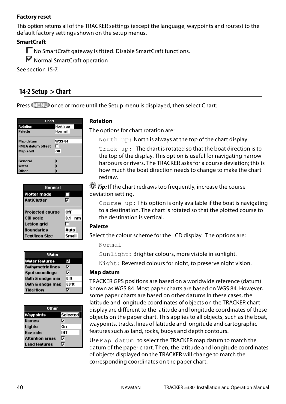 2 setup > chart | Navman 5380 User Manual | Page 40 / 64