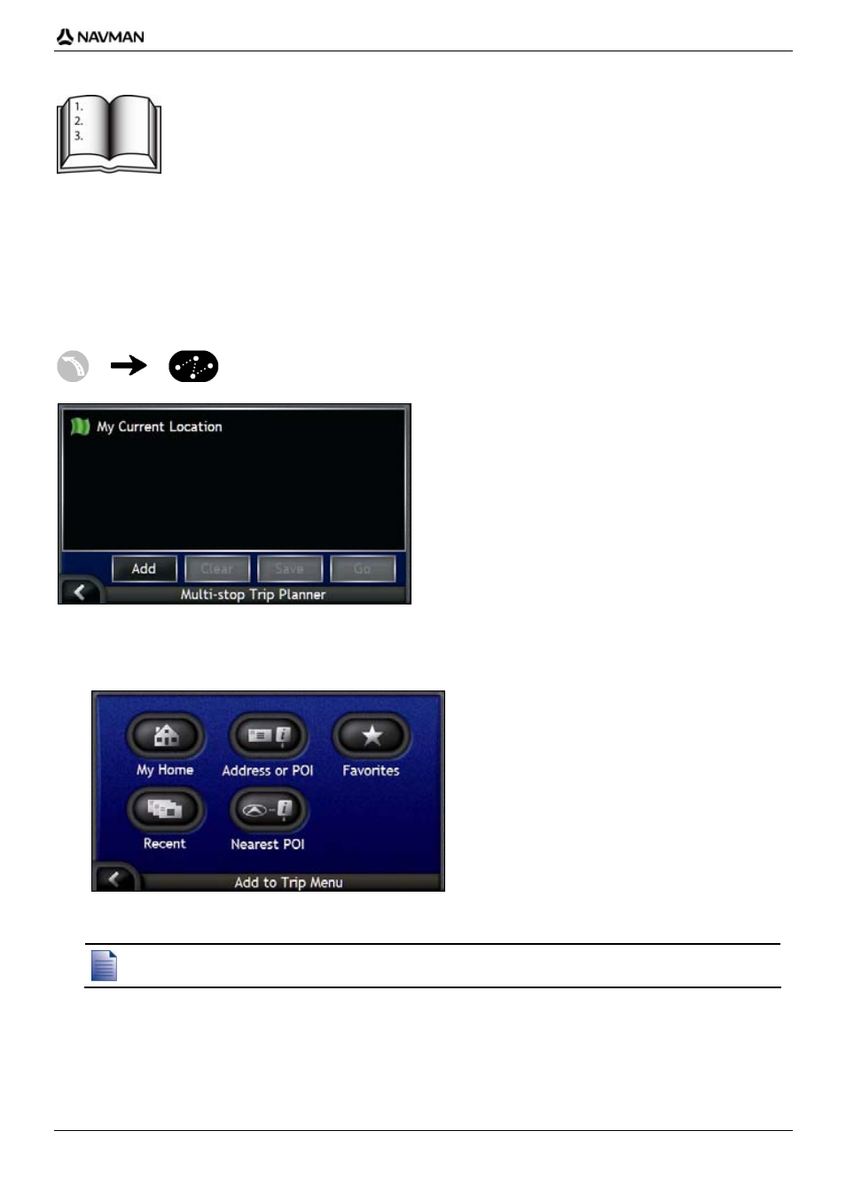 Start your multi-stop trip | Navman iCN-700 Series User Manual | Page 31 / 128