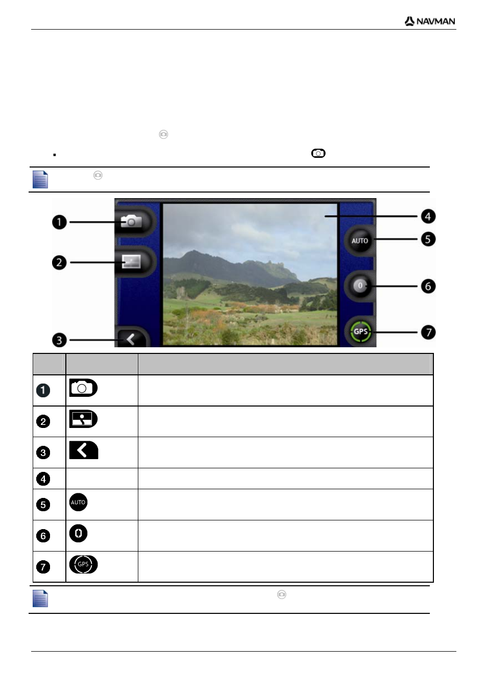 How do i view the camera screen, Element description | Navman iCN-700 Series User Manual | Page 58 / 128