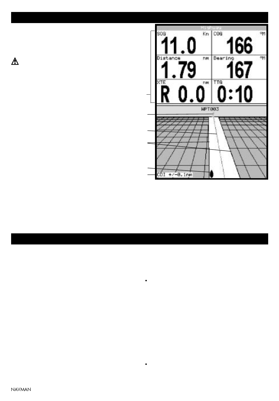 6 highway display, 7 satellites, Change the numeric data display | Gps worldwide navigation, Gps antennas, Dgps | Navman TRACKER 5100I User Manual | Page 17 / 42