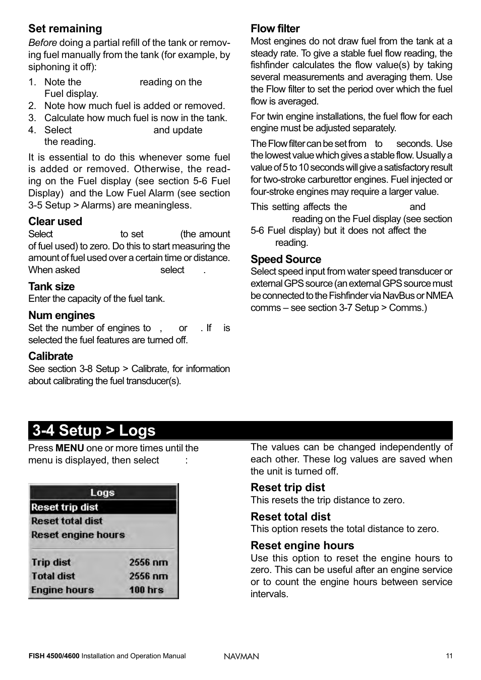 4 setup > logs | Navman FISH 4500/4600 User Manual | Page 11 / 36