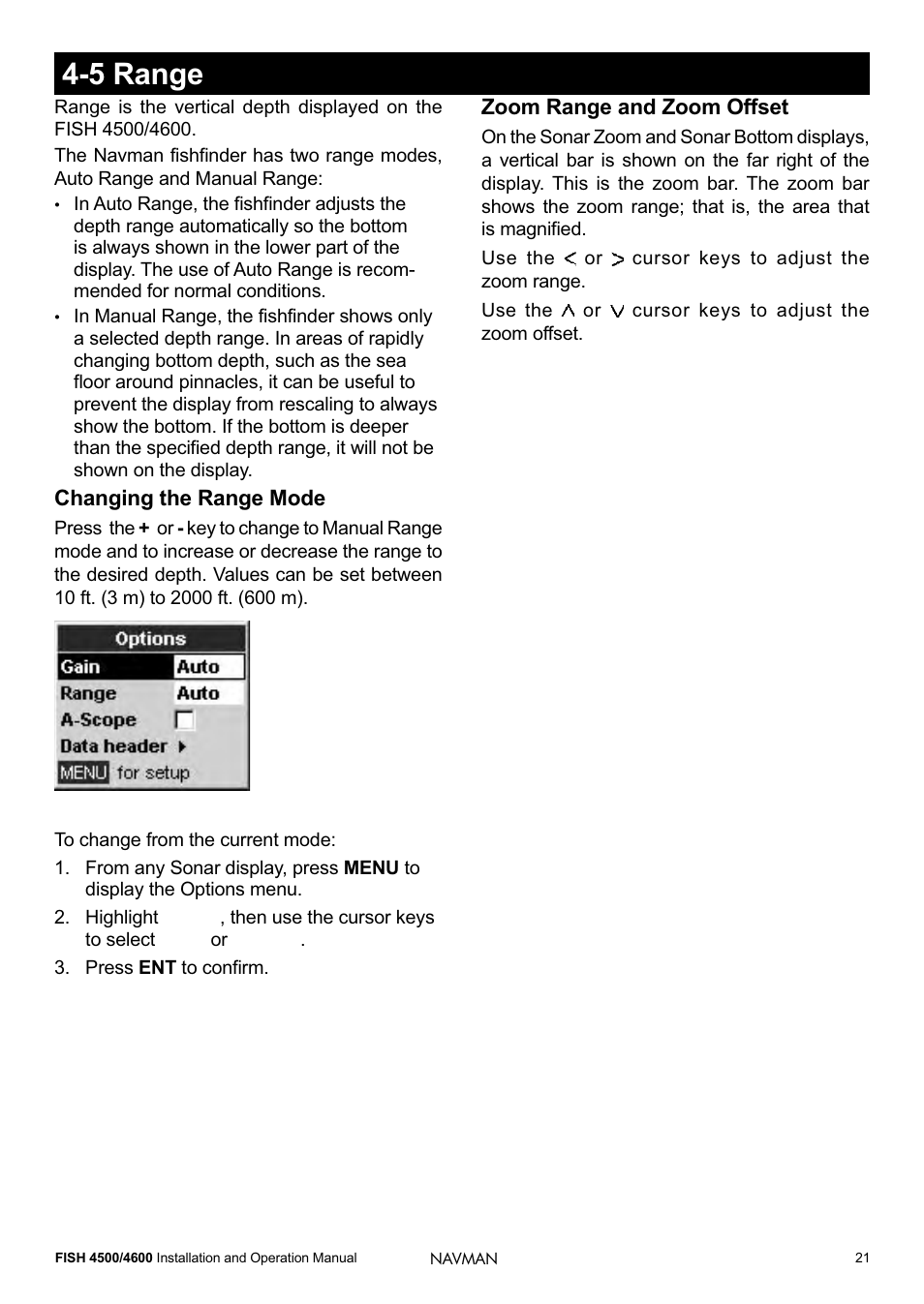 5 range | Navman FISH 4500/4600 User Manual | Page 21 / 36