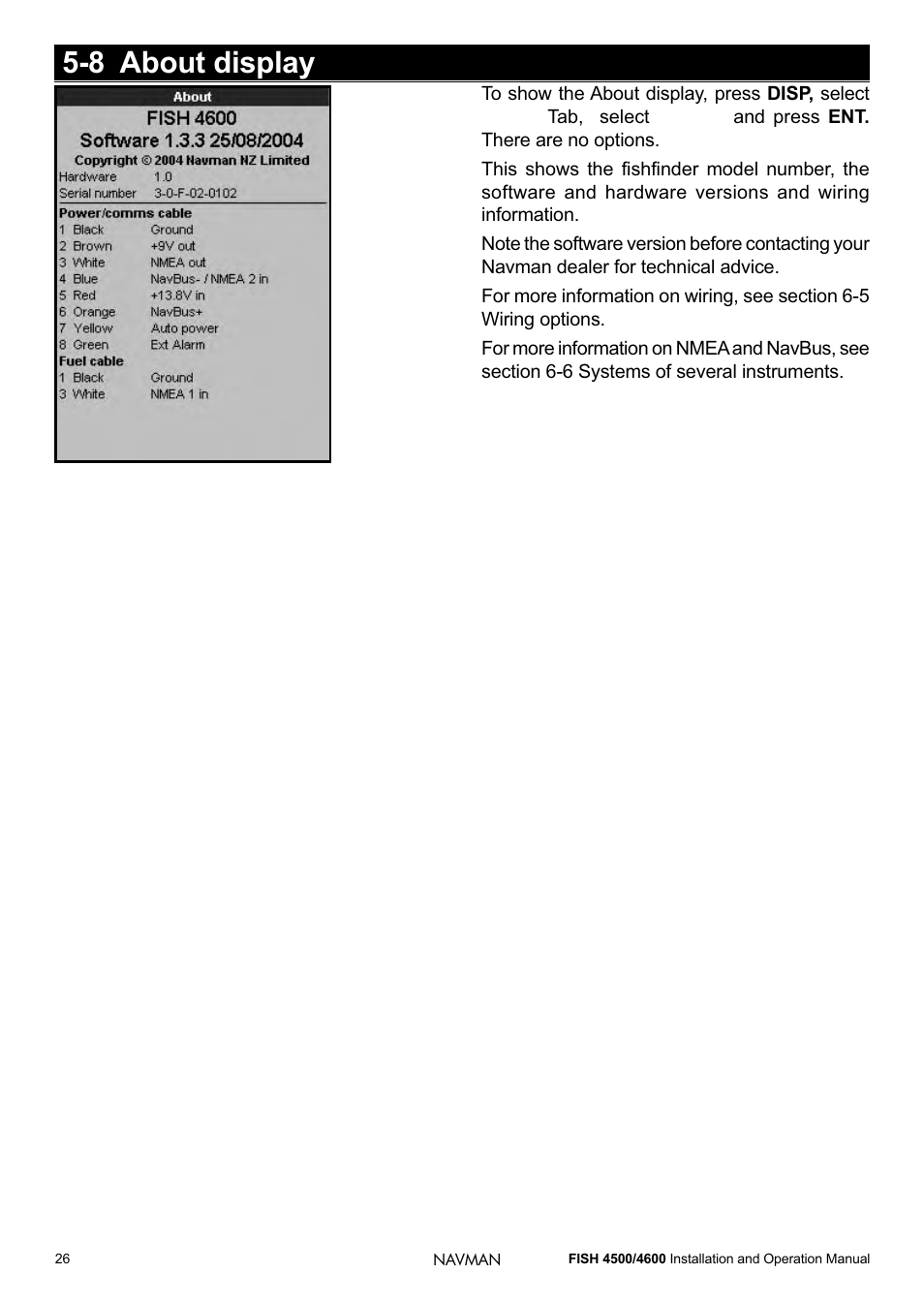 8 about display | Navman FISH 4500/4600 User Manual | Page 26 / 36