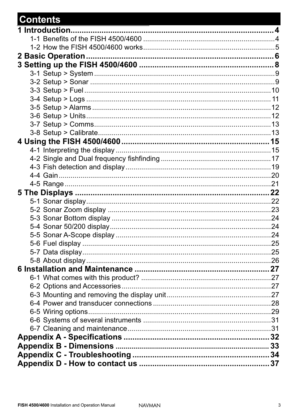 Navman FISH 4500/4600 User Manual | Page 3 / 36