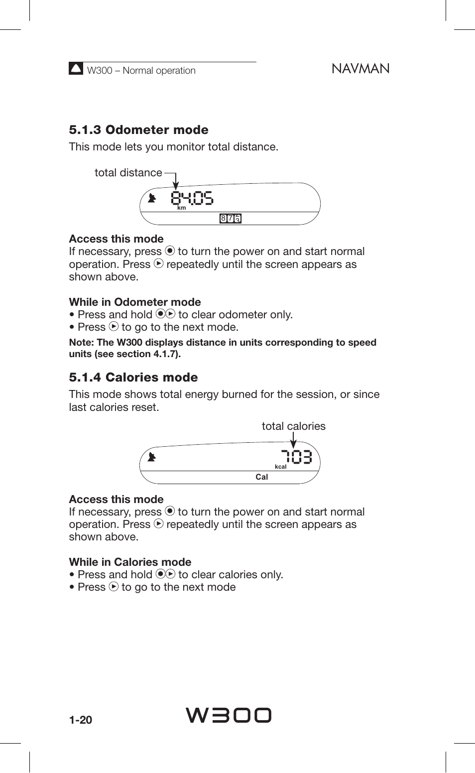 W300, Navman | Navman Sport Tool W300 User Manual | Page 20 / 26