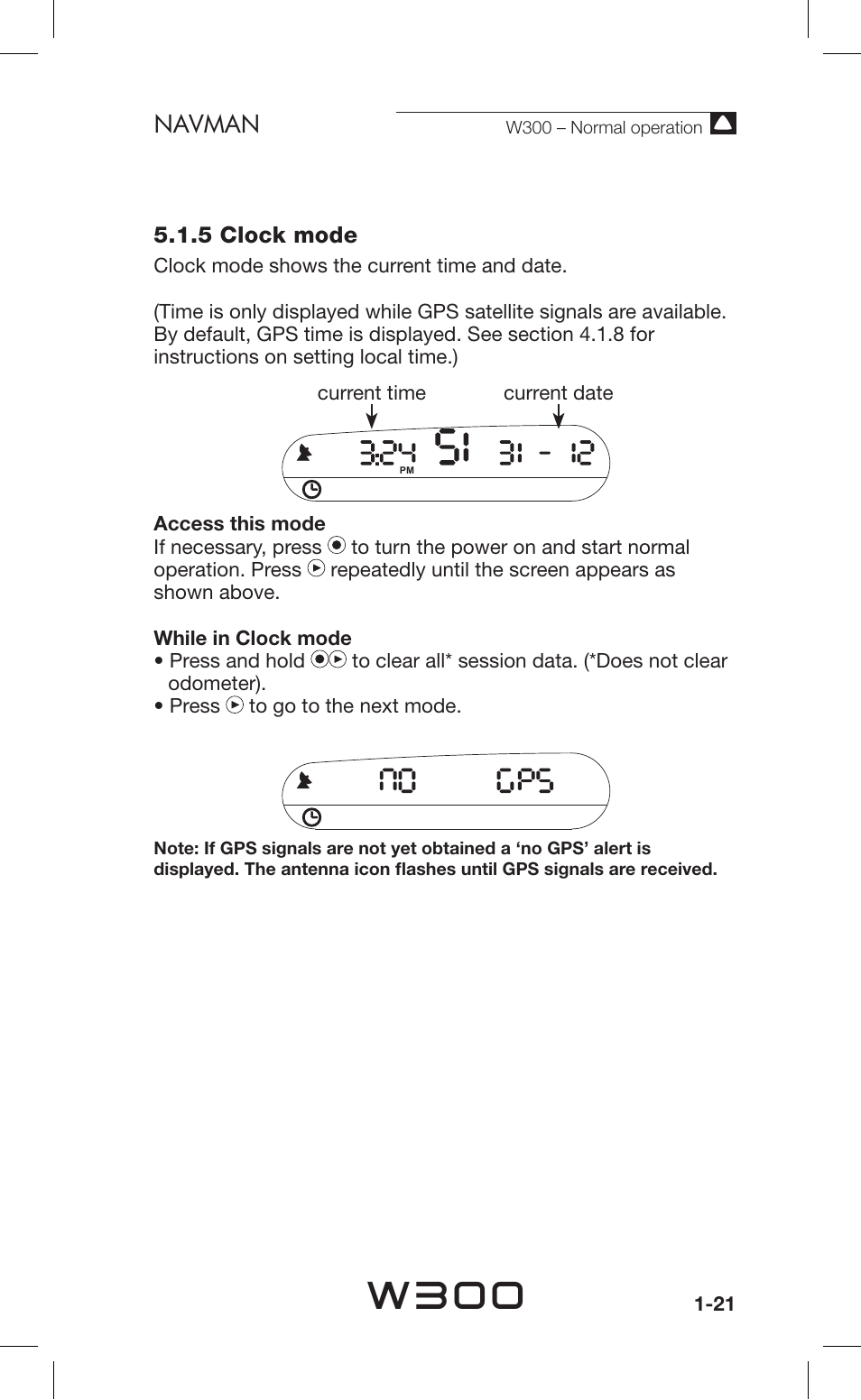 W300, Navman | Navman Sport Tool W300 User Manual | Page 21 / 26
