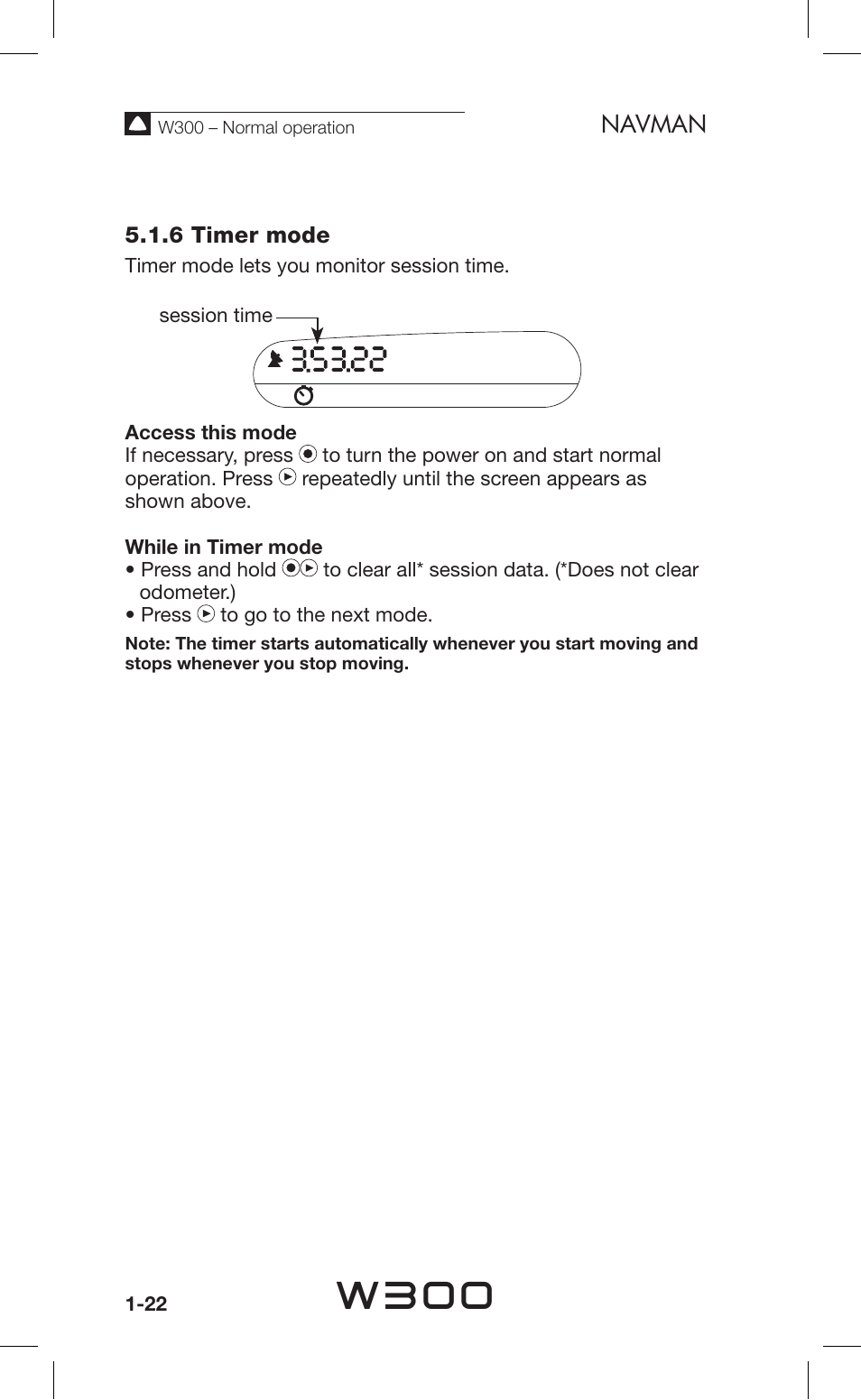 W300, Navman | Navman Sport Tool W300 User Manual | Page 22 / 26