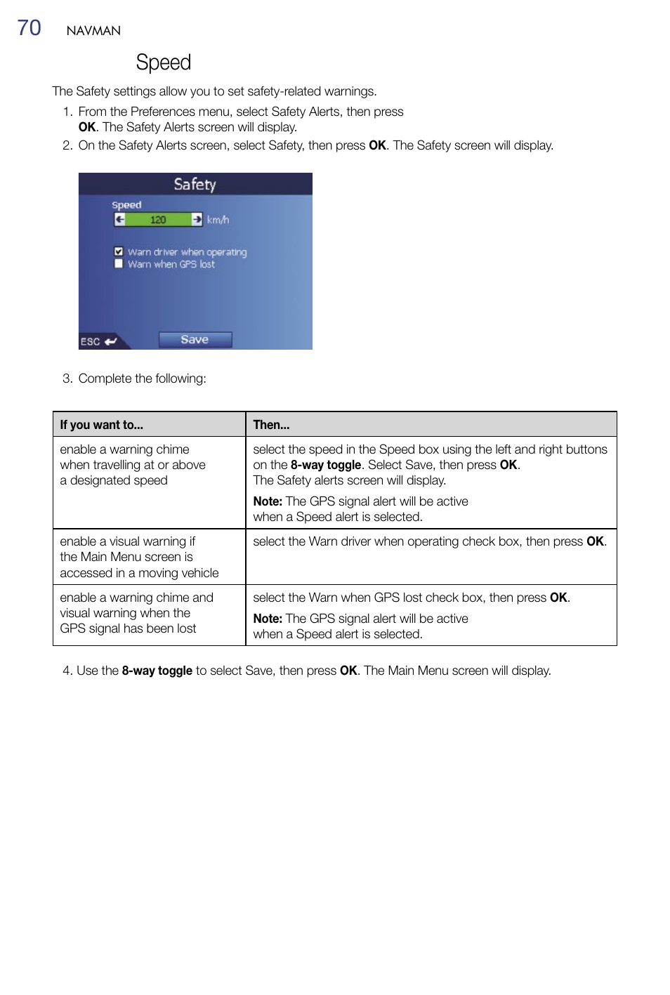 Speed | Navman M-Nav 650 User Manual | Page 70 / 84