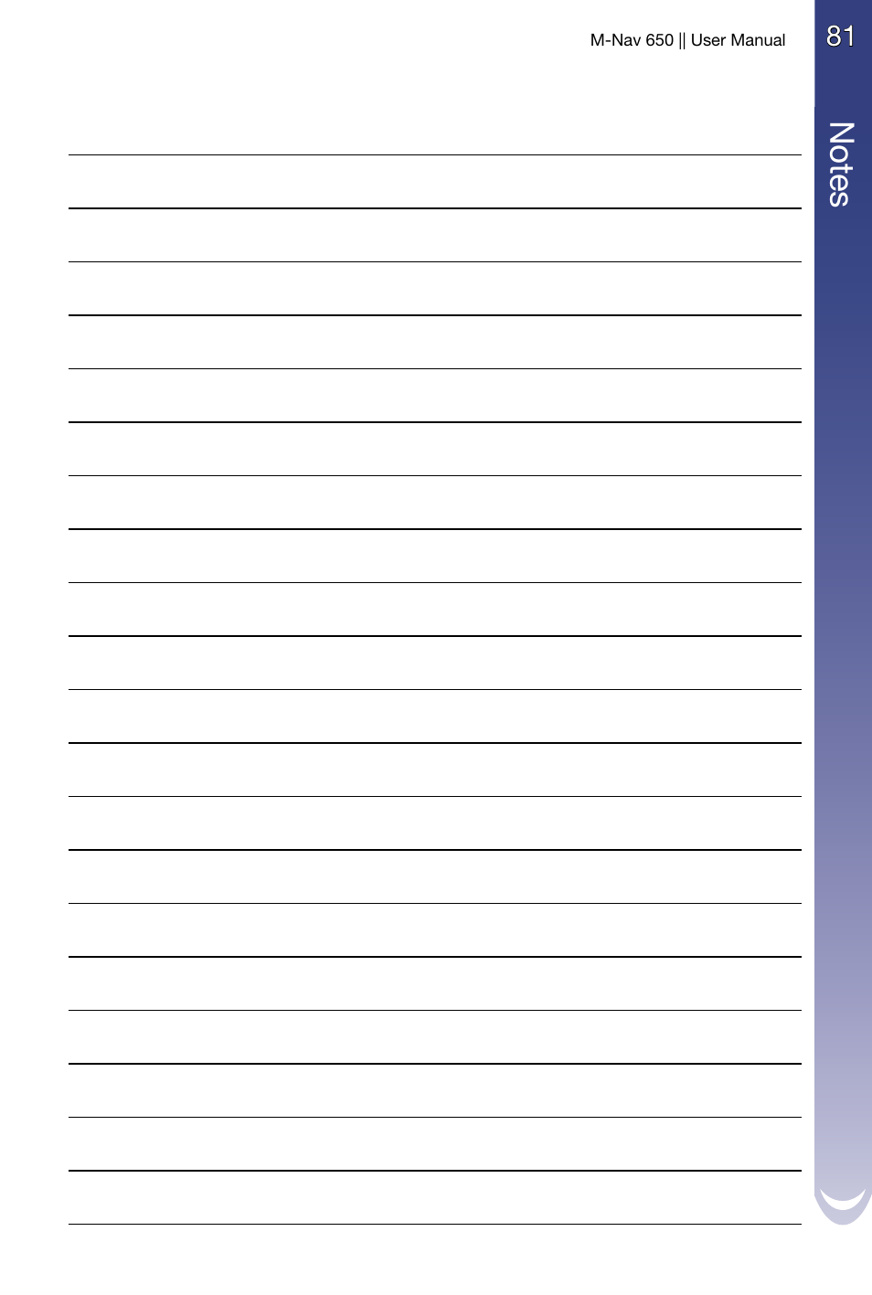 Not es | Navman M-Nav 650 User Manual | Page 81 / 84