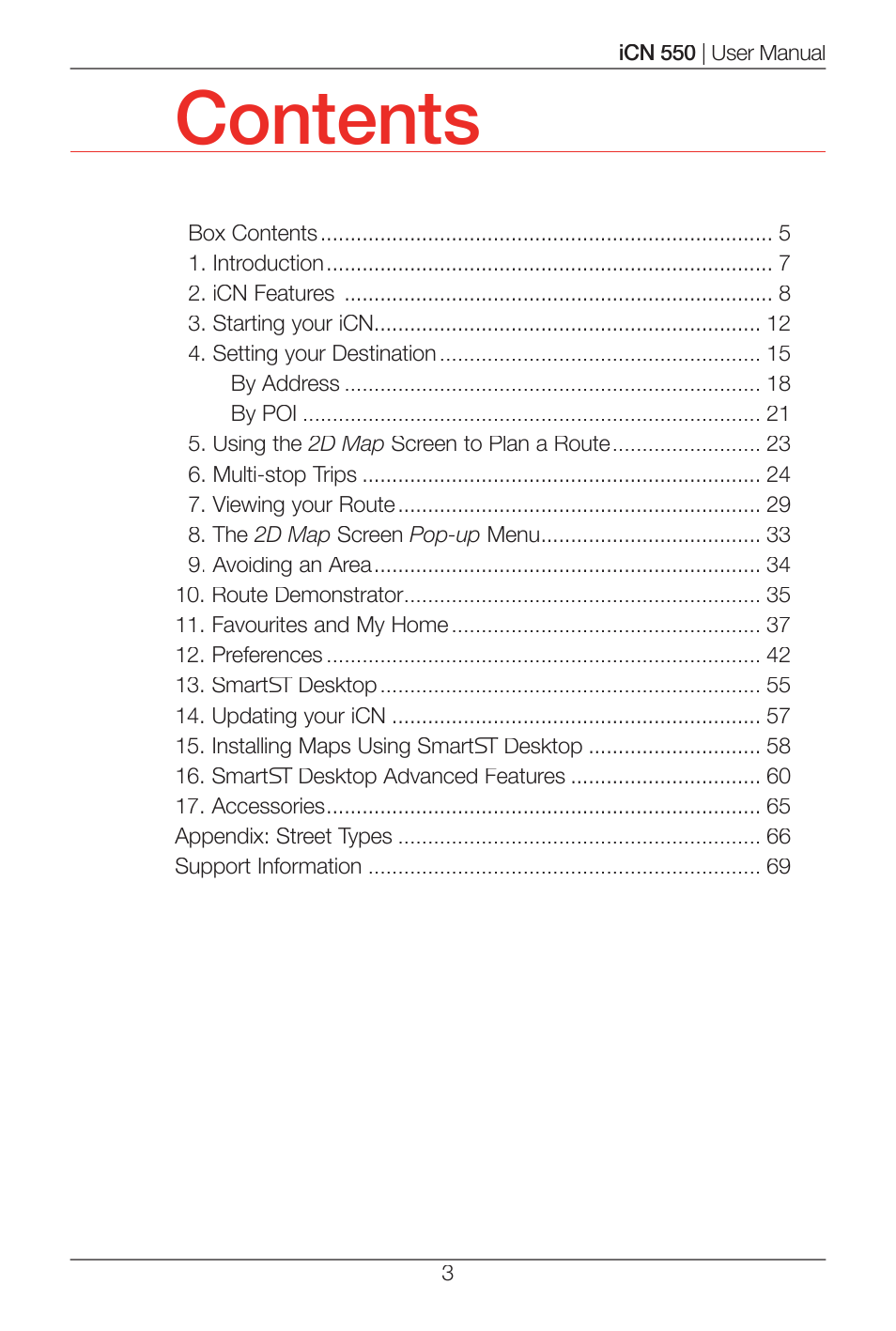 Navman ICN 550 User Manual | Page 3 / 72