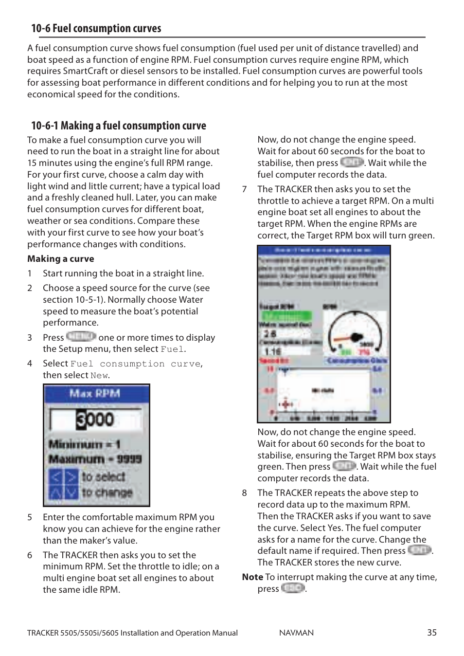 6 fuel consumption curves, 6-1 making a fuel consumption curve | Navman 5605 User Manual | Page 35 / 68