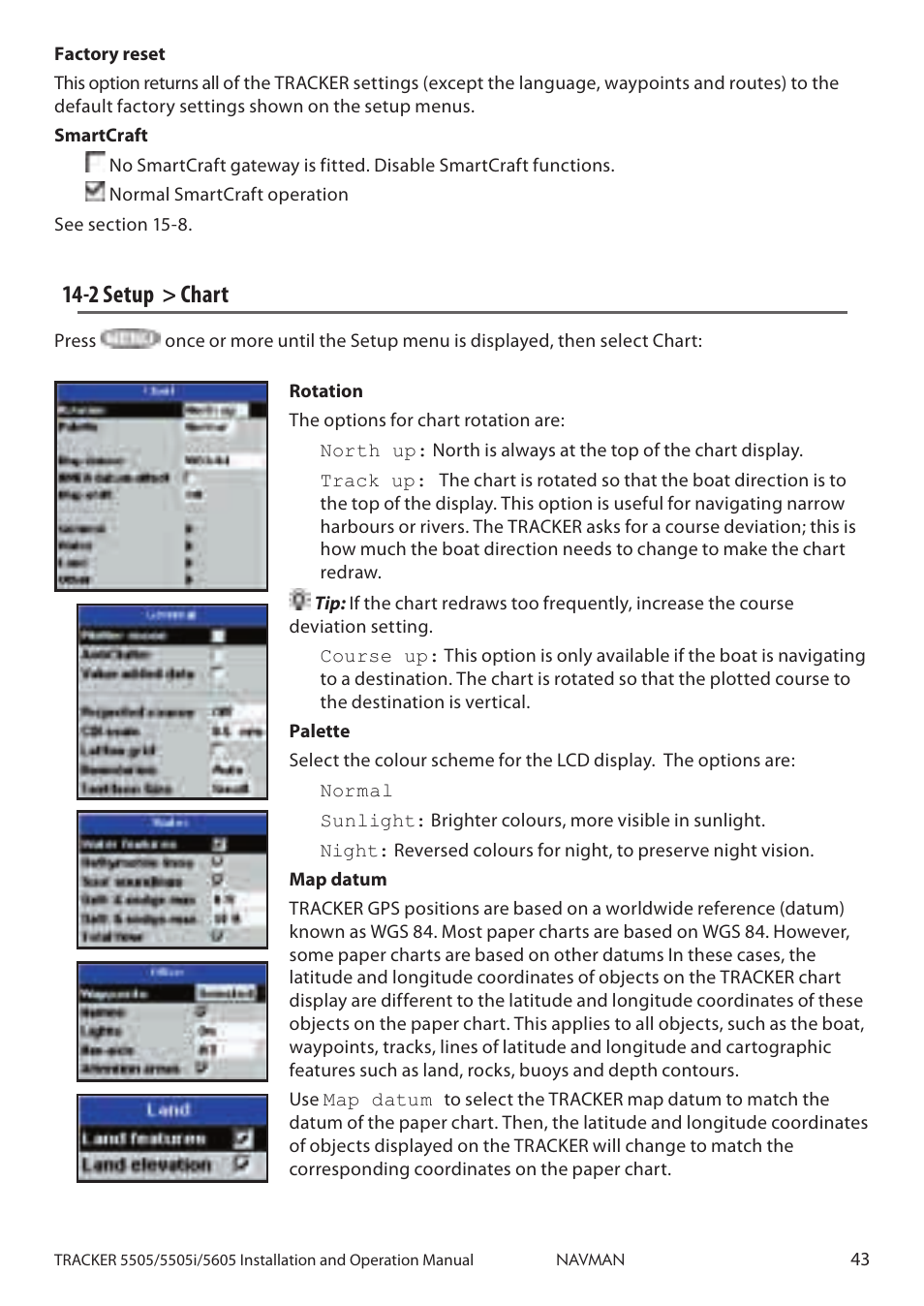 2 setup > chart | Navman 5605 User Manual | Page 43 / 68