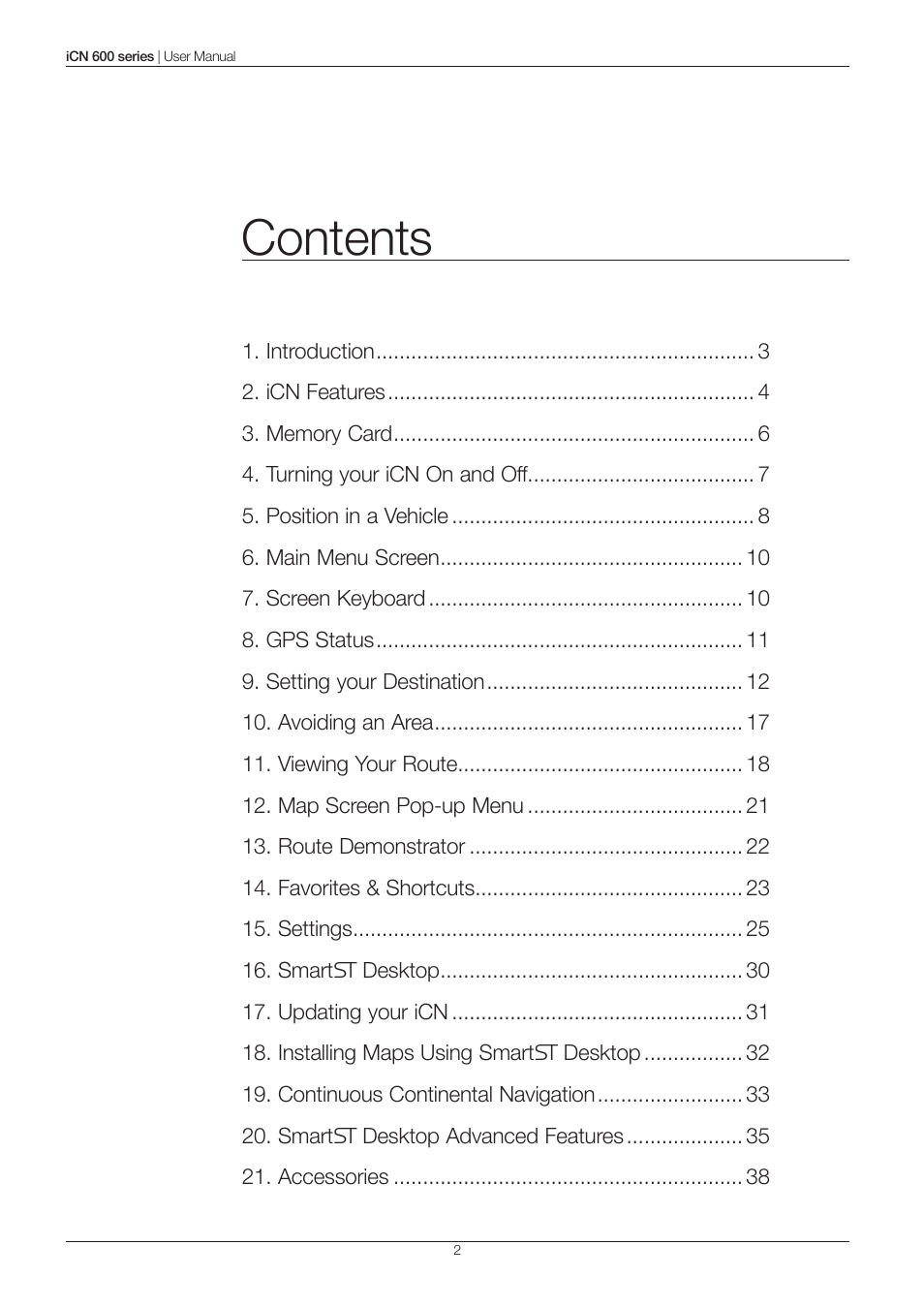 Navman iCN 600series User Manual | Page 2 / 41