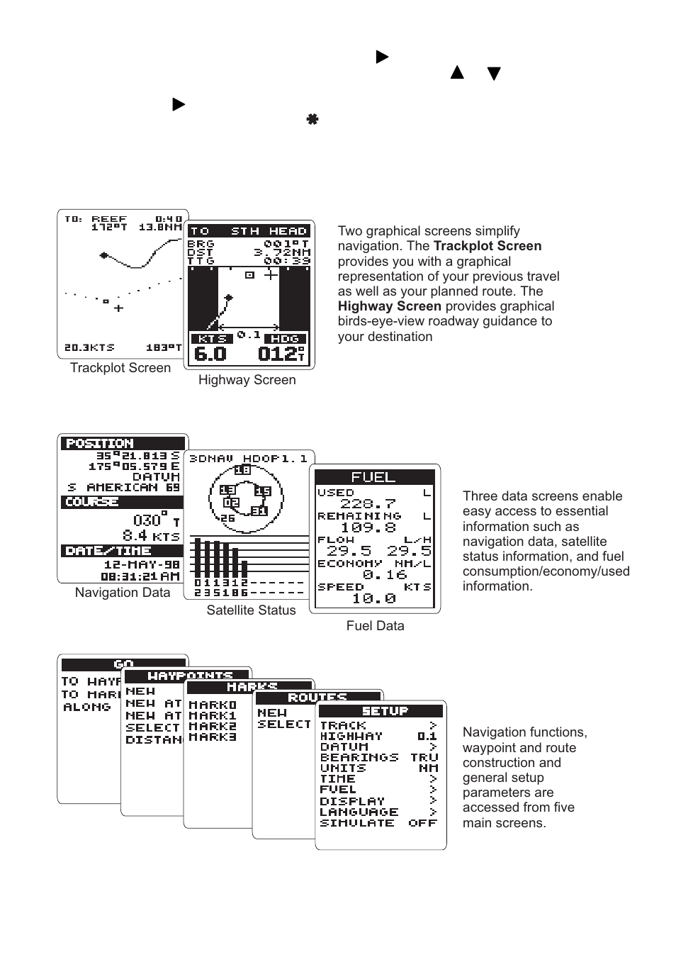 3 screen summary, Screen summary | Navman Tracker500/500i User Manual | Page 13 / 44
