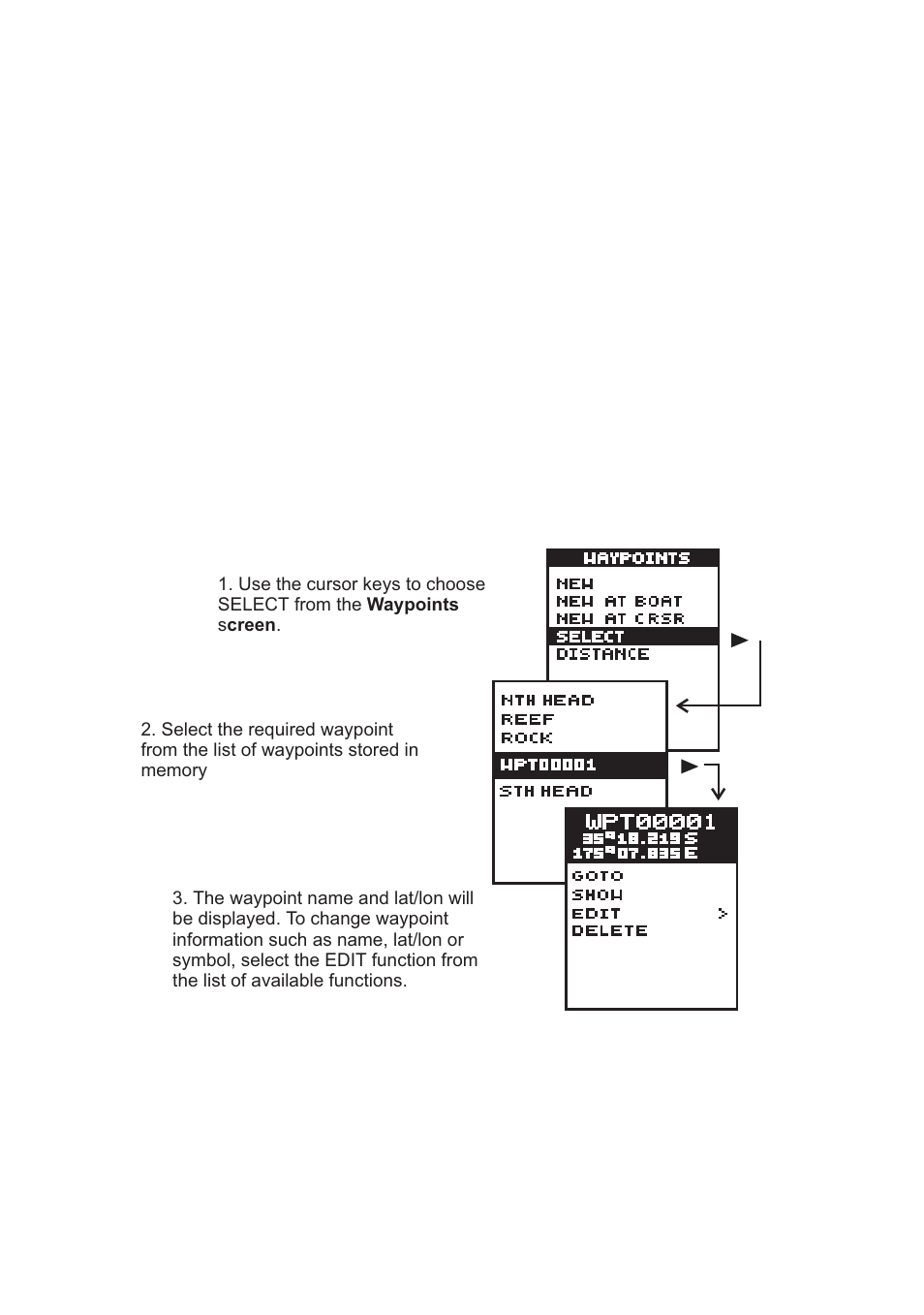 Saving the current cursor position, 3 viewing waypoint details | Navman Tracker500/500i User Manual | Page 24 / 44
