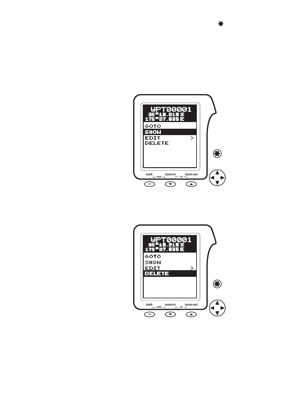 5 displaying a waypoint, 6 deleting a waypoint | Navman Tracker500/500i User Manual | Page 26 / 44