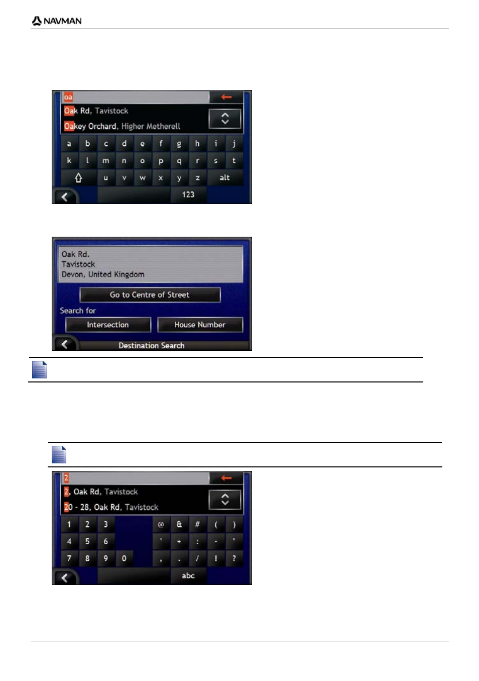 Search for the street, Search for the house number | Navman iCN700 User Manual | Page 33 / 124