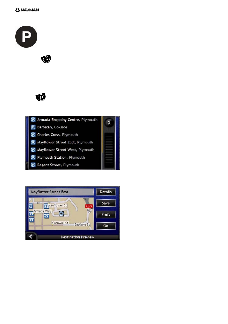 How do i find the nearest parking area | Navman iCN700 User Manual | Page 37 / 124