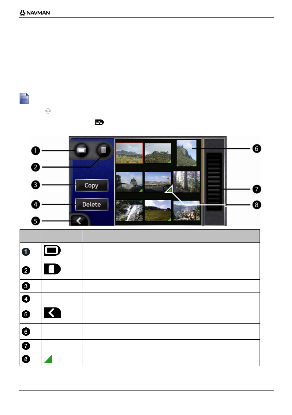 How do i manage my photos, Album management, Element description | Navman iCN700 User Manual | Page 59 / 124