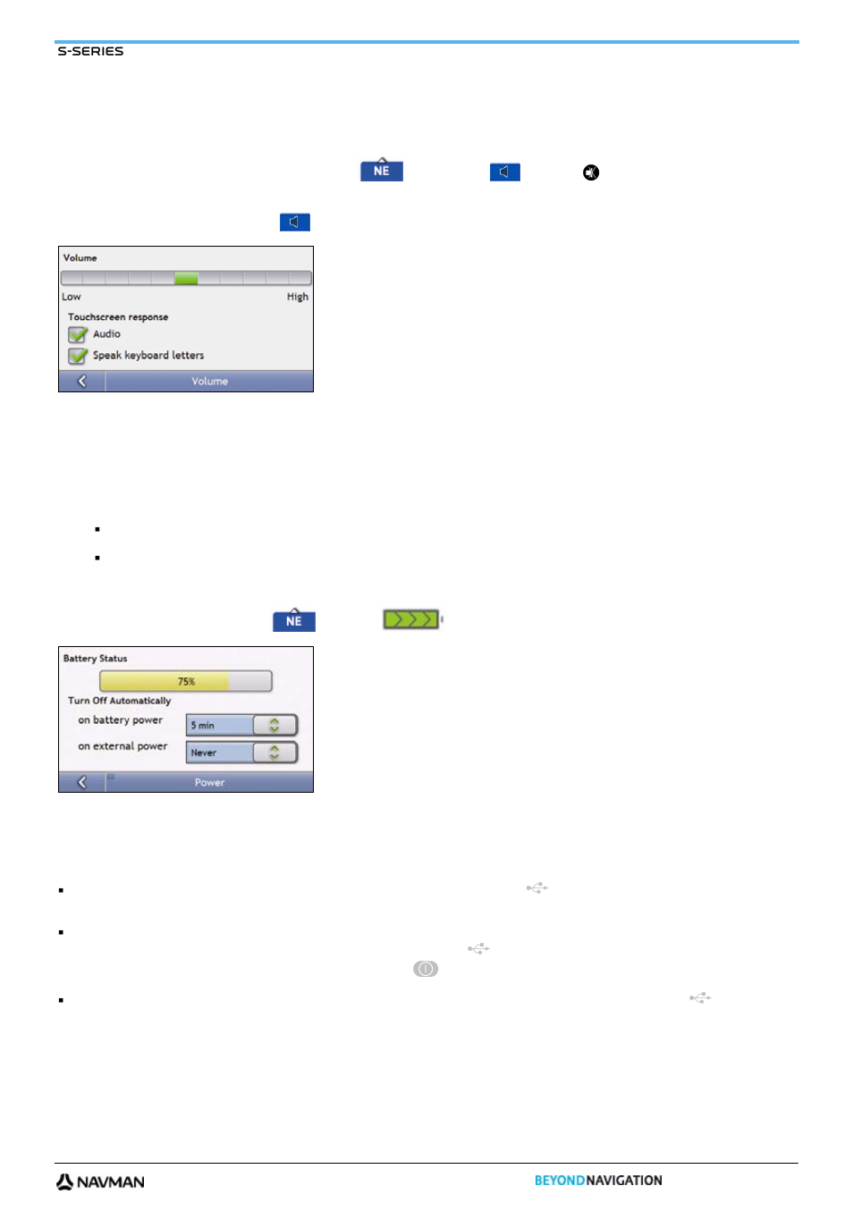 How do i adjust the volume, How do i monitor the battery status | Navman S-Series User Manual | Page 13 / 133