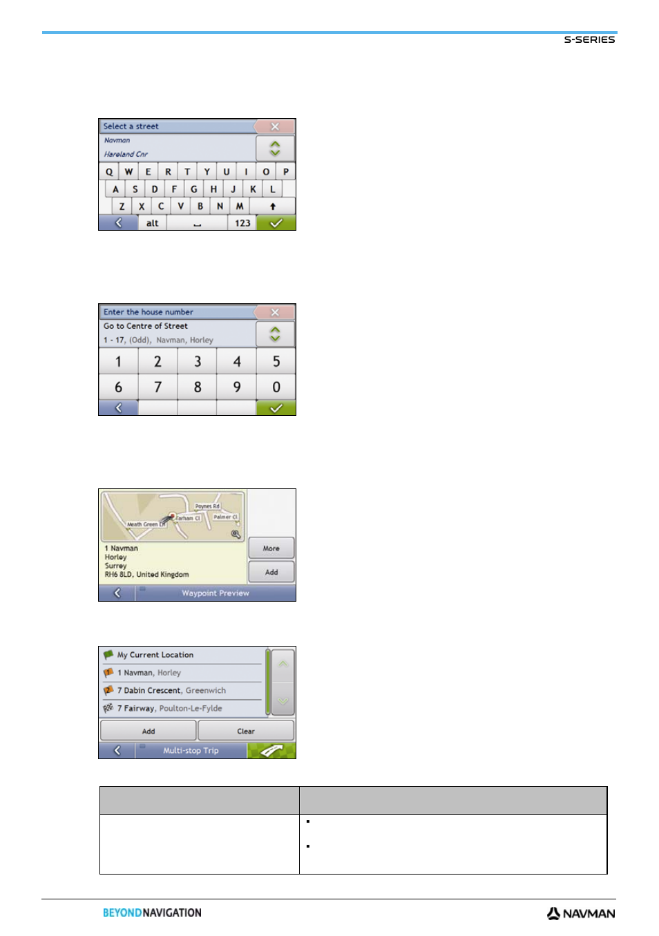 Search for the street name and house number | Navman S-Series User Manual | Page 24 / 133