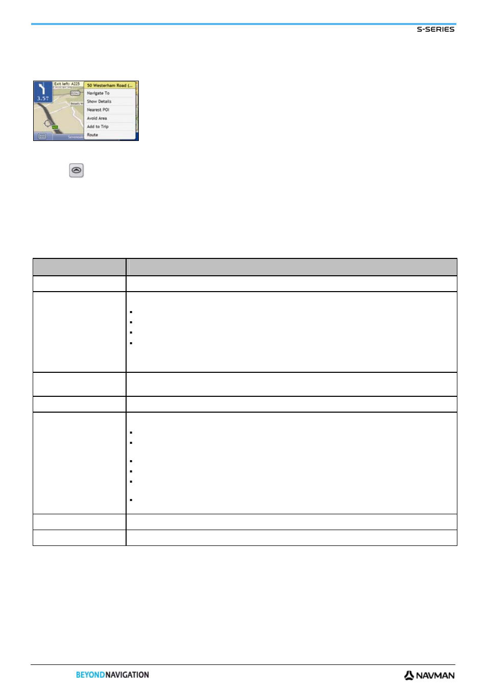 How do i use the map menu, Age 44, Age 44) | Displaying the map menu, Map menu options | Navman S-Series User Manual | Page 44 / 133