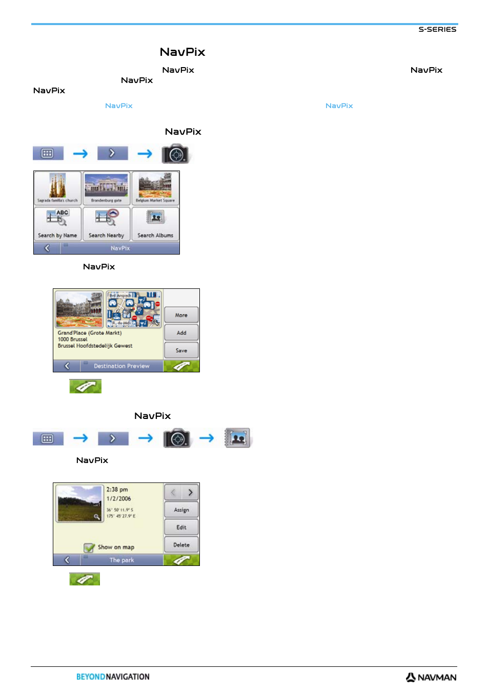 How do i navigate to a navpix, How do i save a navpix to a favourite?" on | Navman S-Series User Manual | Page 56 / 133
