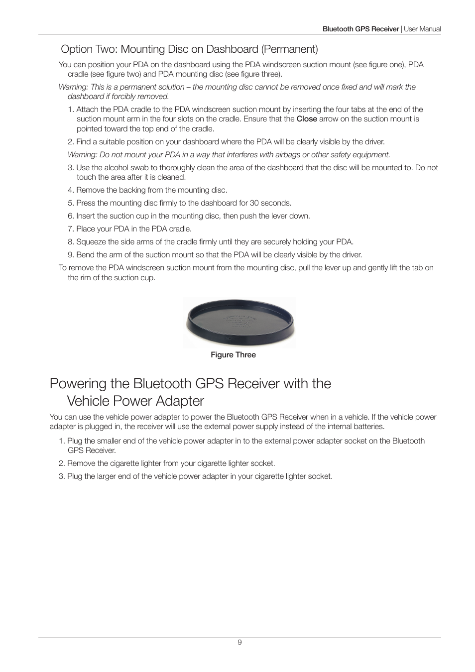 Option two: mounting disc on dashboard (permanent) | Navman 4100 User Manual | Page 9 / 13