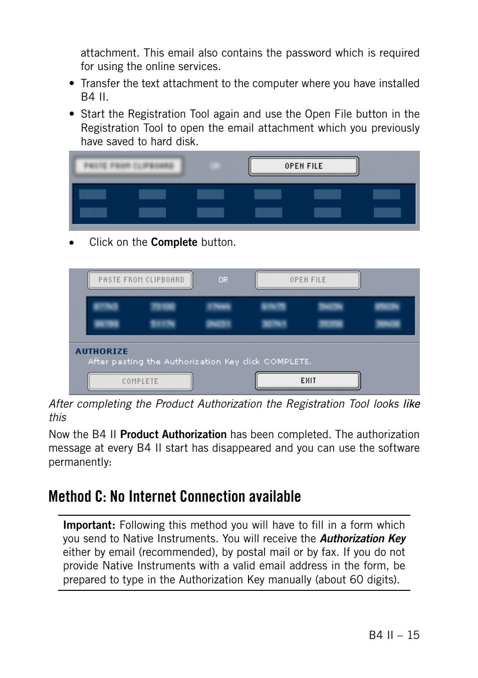 Method c: no internet connection available | Native Instruments B4 II User Manual | Page 15 / 88