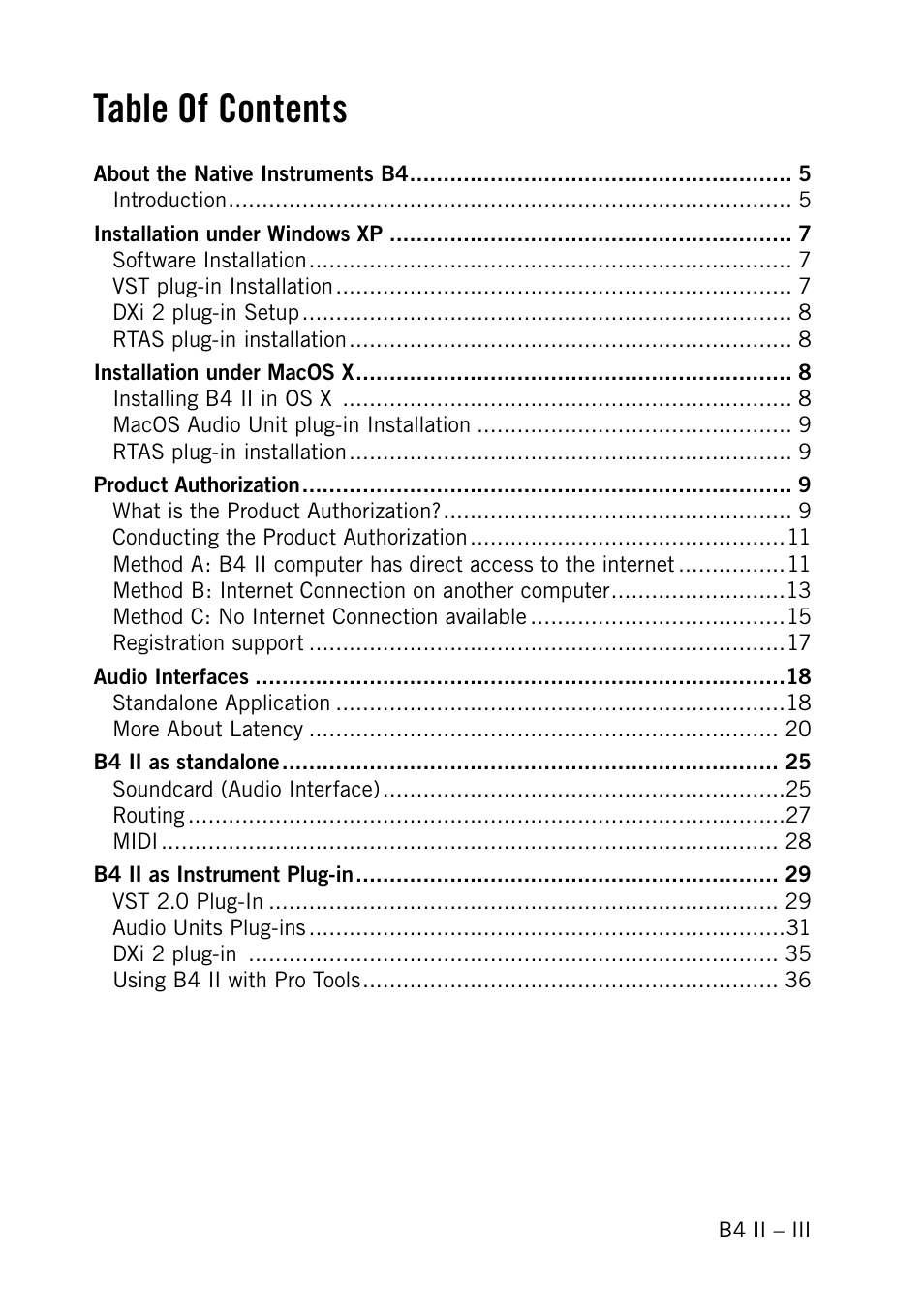 Native Instruments B4 II User Manual | Page 3 / 88