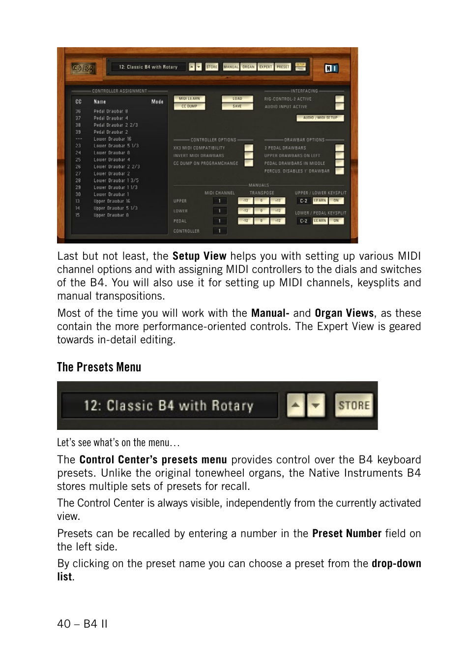 The presets menu | Native Instruments B4 II User Manual | Page 40 / 88