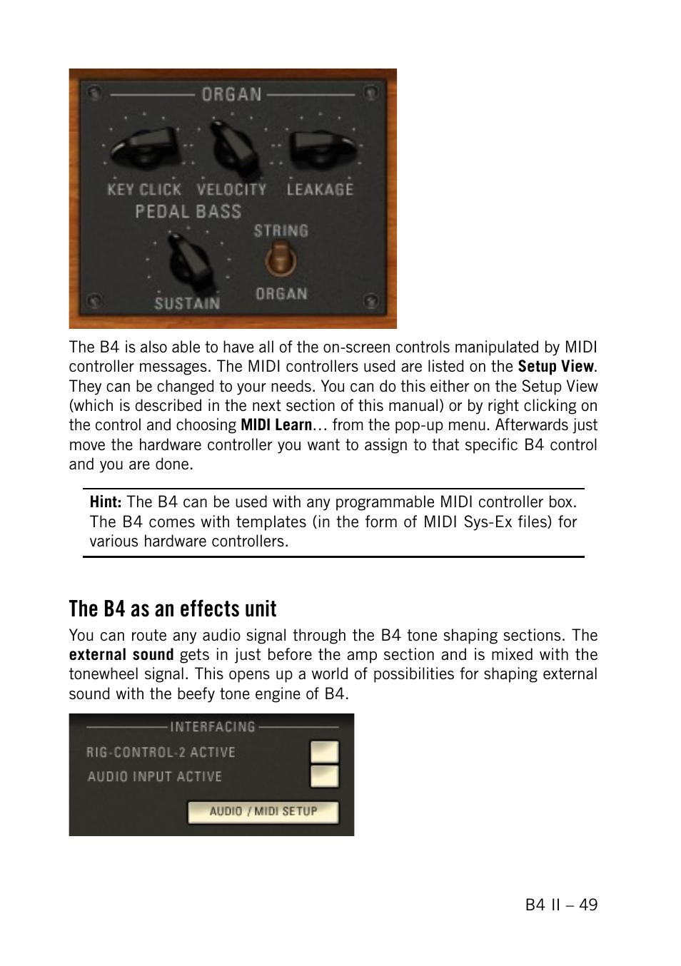 The b4 as an effects unit | Native Instruments B4 II User Manual | Page 49 / 88