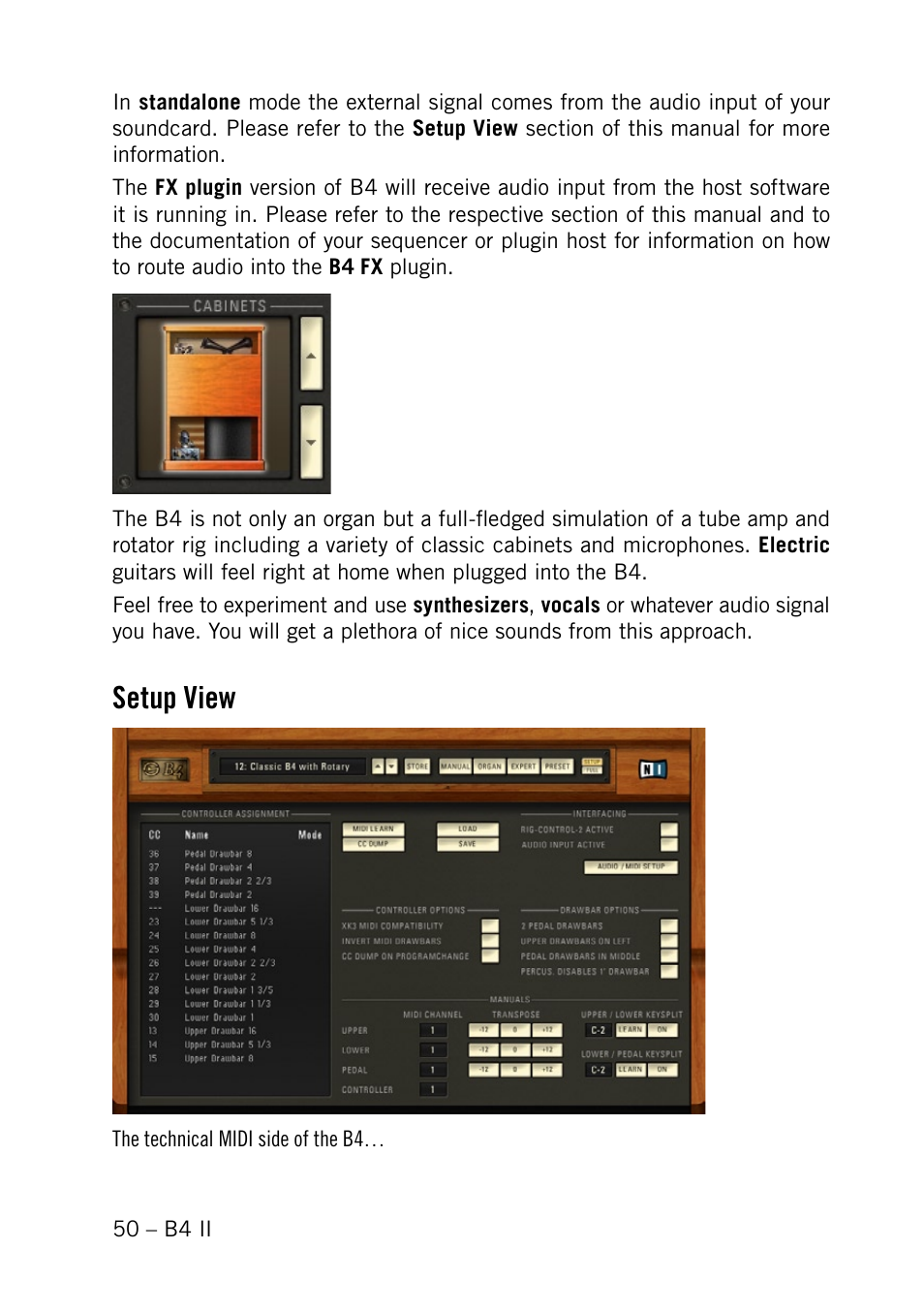 Setup view | Native Instruments B4 II User Manual | Page 50 / 88
