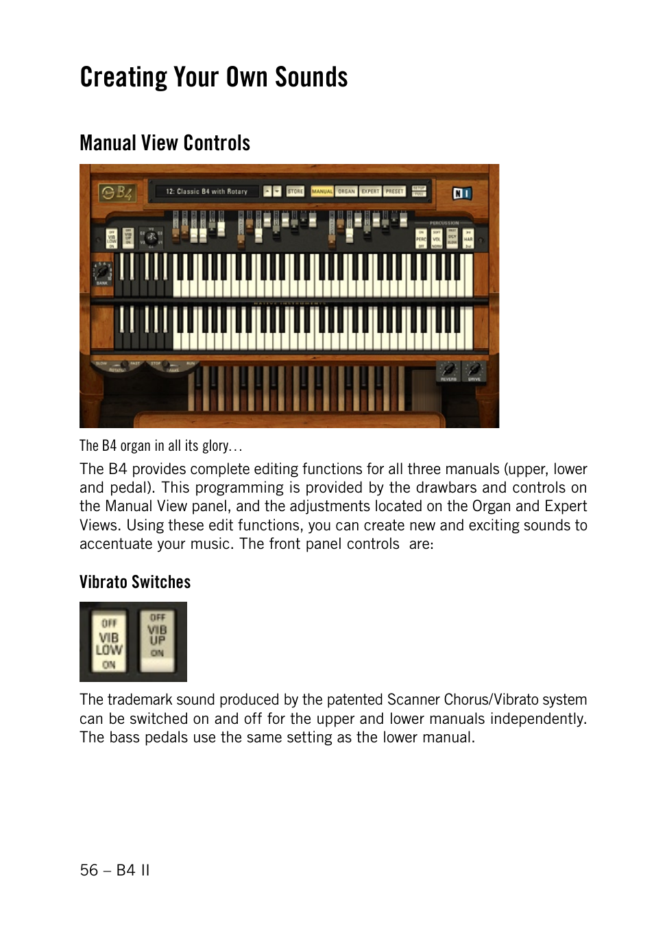 Creating your own sounds, Manual view controls | Native Instruments B4 II User Manual | Page 56 / 88
