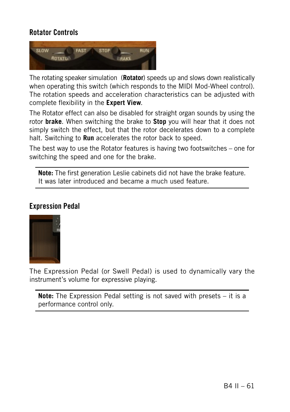 Rotator controls, Expression pedal | Native Instruments B4 II User Manual | Page 61 / 88