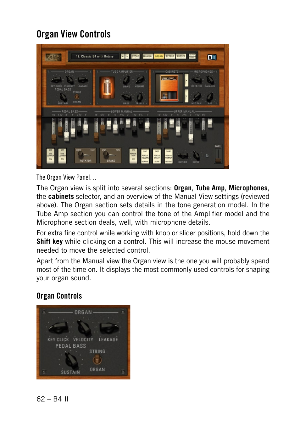 Organ view controls | Native Instruments B4 II User Manual | Page 62 / 88
