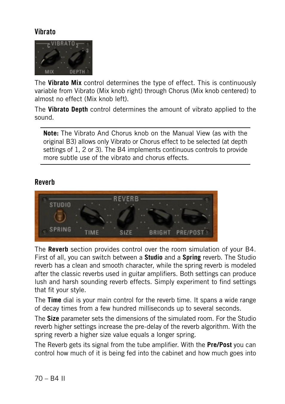 Vibrato, Reverb | Native Instruments B4 II User Manual | Page 70 / 88