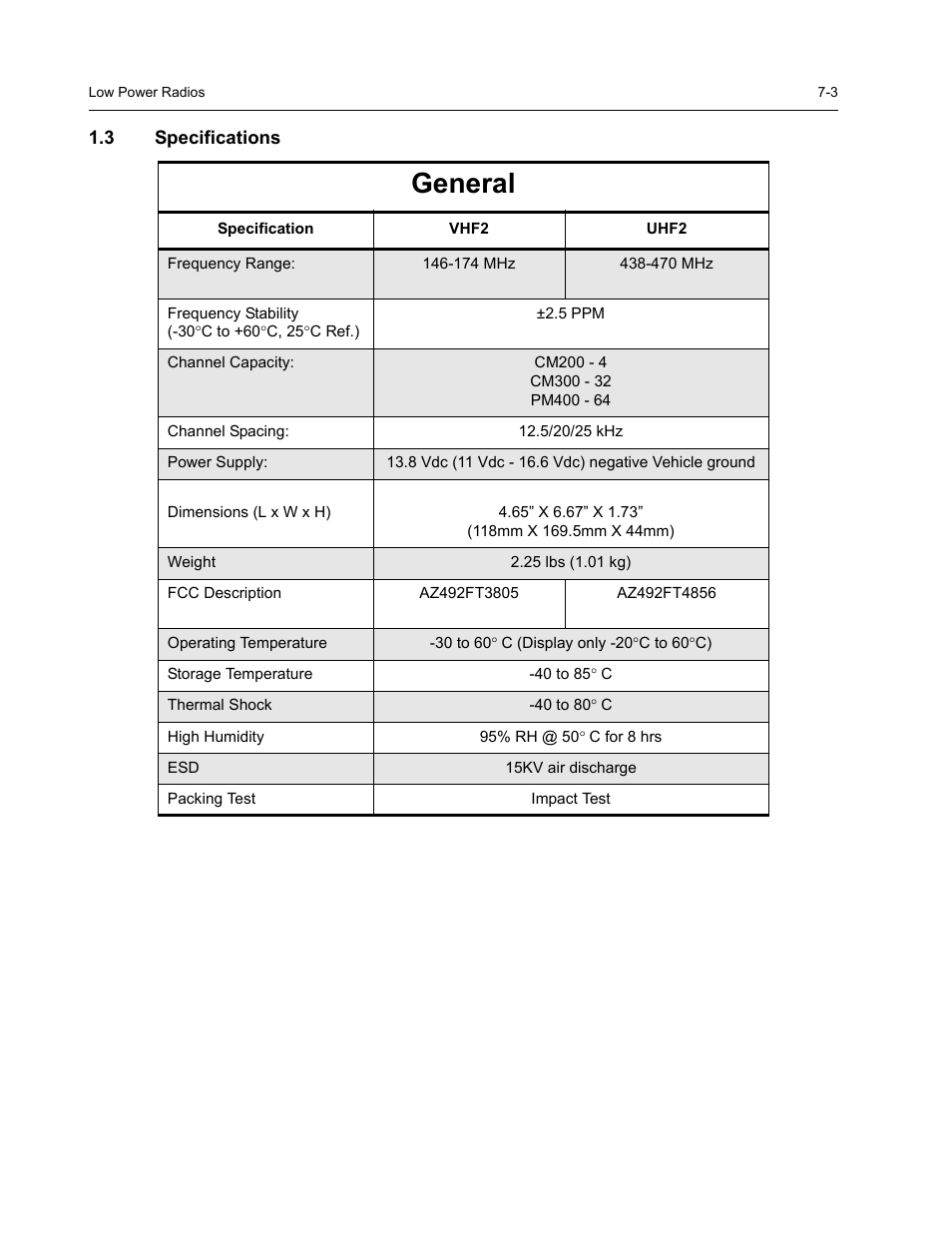 3 specifications, General | Nikon RADIUS CM200 User Manual | Page 57 / 70